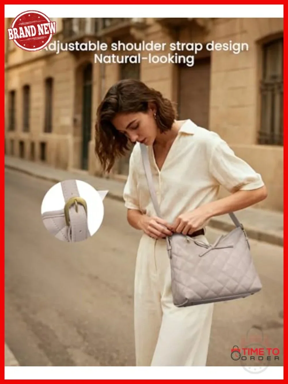 Soft Leather Hobo Handbag Quilted Crossbody Shoulder Bag with Cherry Pendant